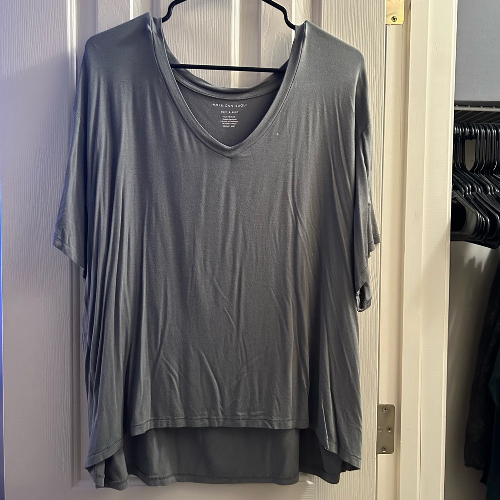 American Eagle Outfitters Women's Green Short Sleeve Top